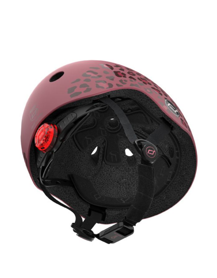  Scoot & Ride Kinderhelm Graphics Wildcat in XXS mit LED-Licht, Magnetverschluss und Wildkatzen-Design.