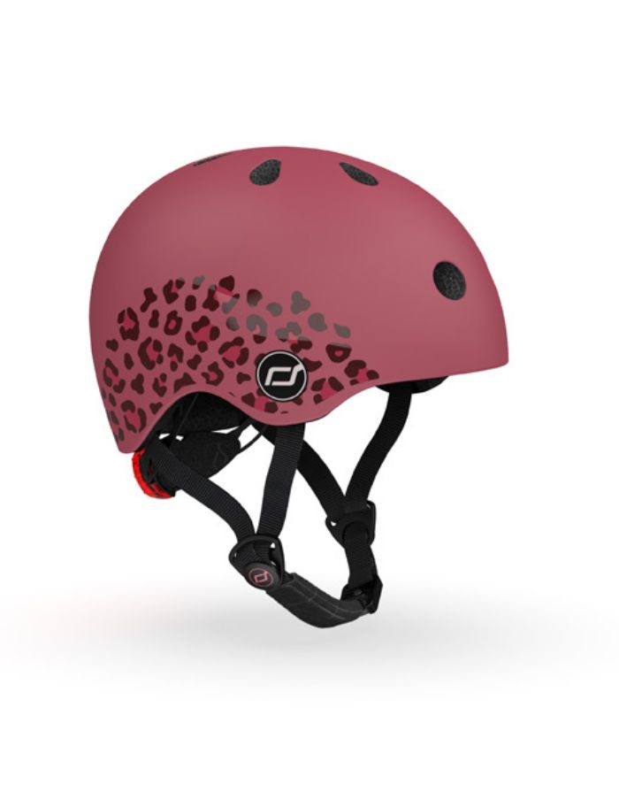  Scoot & Ride Kinderhelm Graphics Wildcat in XXS mit LED-Licht, Magnetverschluss und Wildkatzen-Design.