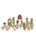 Holz-Blockset Jollies von Jollein mit 50 bunten Holzbausteinen und niedlichen Jollies-Figuren für Kinder ab 2 Jahren ausgepackt