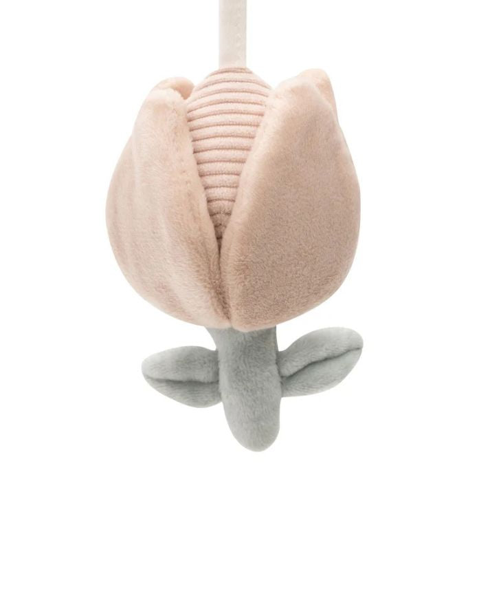 Jollein Kinderwagenkette „Lovely Birds“ mit Tulpe, Vogel und Vogelhäuschen mit Spiegel – aus Polyester, CE-zertifiziert, mit Glöckchen- und Knistereffekten.