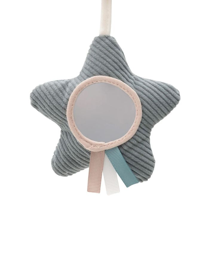 Jollein Kinderwagenkette „Lovely Birds“ mit Tulpe, Vogel und Vogelhäuschen mit Spiegel – aus Polyester, CE-zertifiziert, mit Glöckchen- und Knistereffekten.