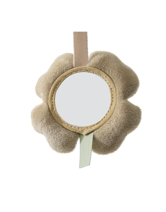 Jollein Kinderwagenkette „Tiny Park“ mit Hund, Katze und Kleeblatt mit Spiegel – aus Baumwolle und Polyester, CE-zertifiziert, mit Glöckchen für sanfte Klänge.