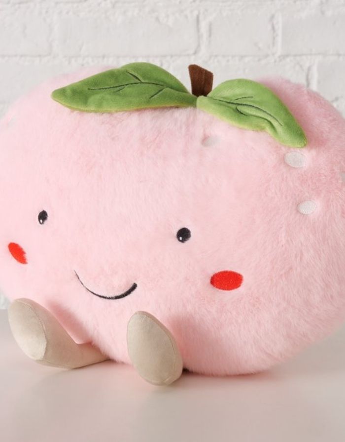 Handgearbeitetes Dekokissen in Apfelform in Pink