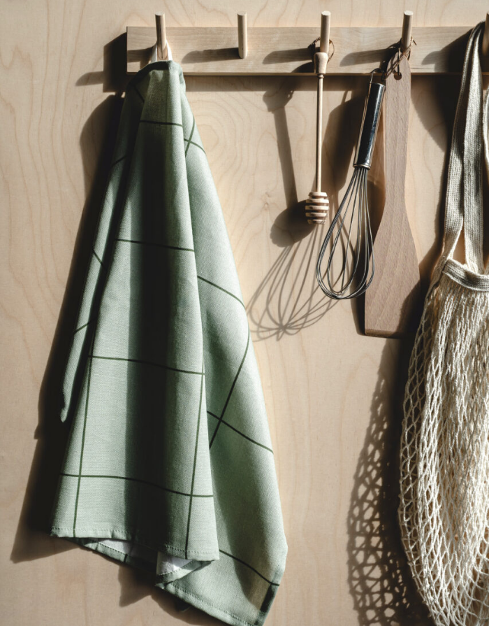 Muurla Geschirrtuch Green aus 100 % Baumwolle mit Checks & Stripes Muster