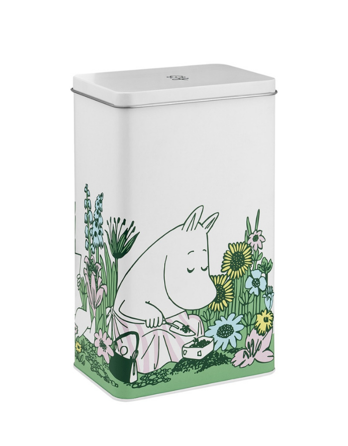 Muurla Moomin Metalldose In the Garden mit dicht schließendem Deckel und farbenfrohem Muminmotiv