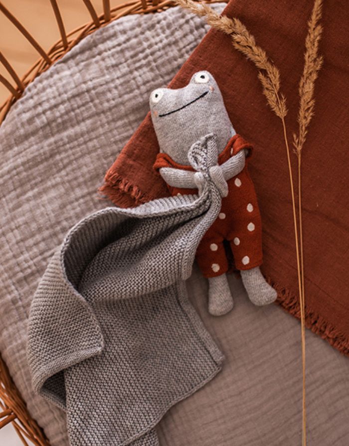 Kuscheltuch Frosch I Grau