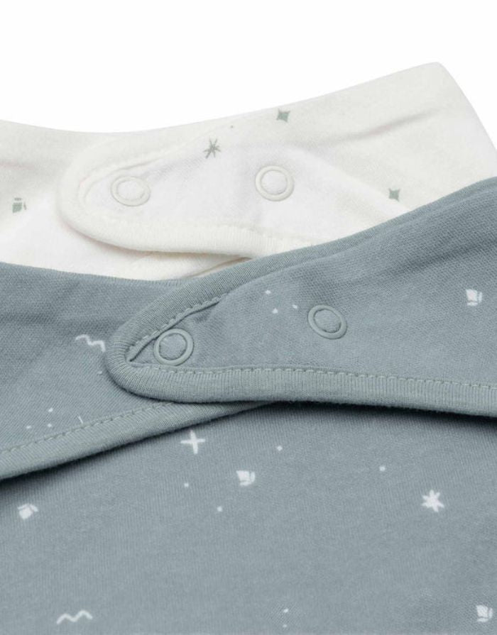 Jollein Lätzchen Bandana 2er Set „Twinkling“ Sea Green – weiche Musselin-Baumwolle, OEKO-TEX zertifiziert, verstellbare Druckknöpfe, sanfter Sternenprint.