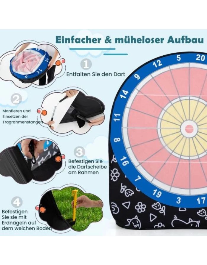  Großes Outdoor Dartboard von Costway mit Klett-Fußbällen für Wurf- und Fußballspiele im Garten.