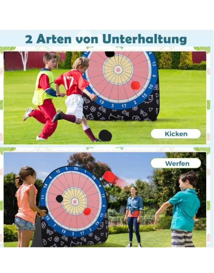  Großes Outdoor Dartboard von Costway mit Klett-Fußbällen für Wurf- und Fußballspiele im Garten.