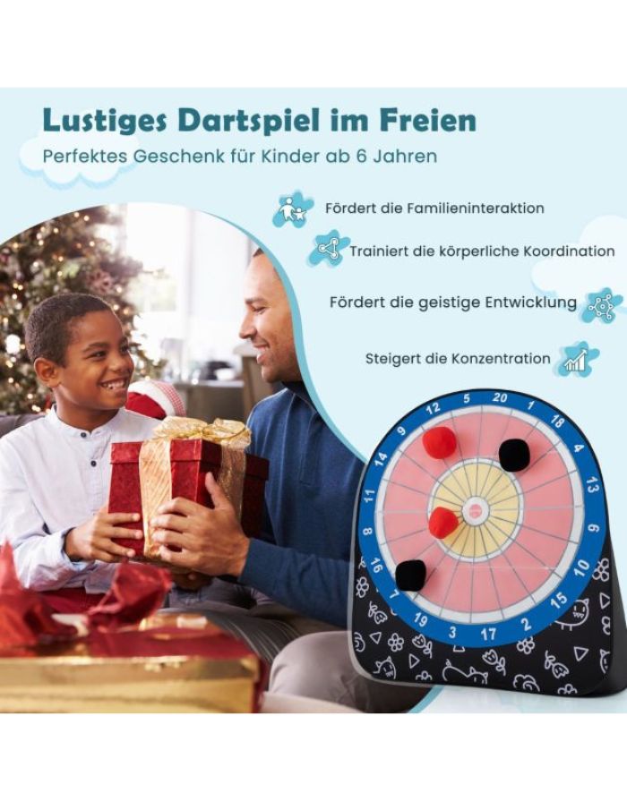  Großes Outdoor Dartboard von Costway mit Klett-Fußbällen für Wurf- und Fußballspiele im Garten.