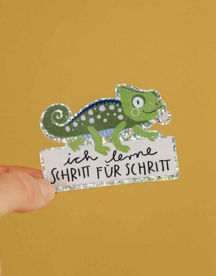 Glitzersticker von Liesels Wicht mit liebevollem Motiv und motivierender Botschaft für Kinder auf glänzendem Glitzervinyl.