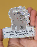 Glitzersticker von Liesels Wicht mit liebevollem Motiv und motivierender Botschaft für Kinder auf glänzendem Glitzervinyl.