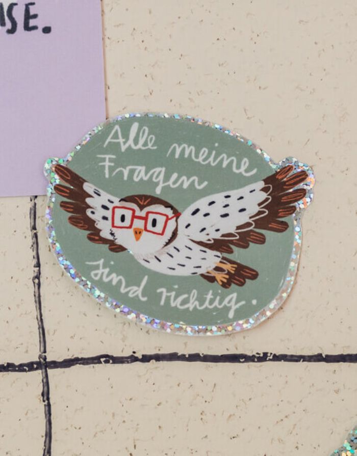 Glitzersticker von Liesels Wicht mit liebevollem Motiv und motivierender Botschaft für Kinder auf glänzendem Glitzervinyl.
