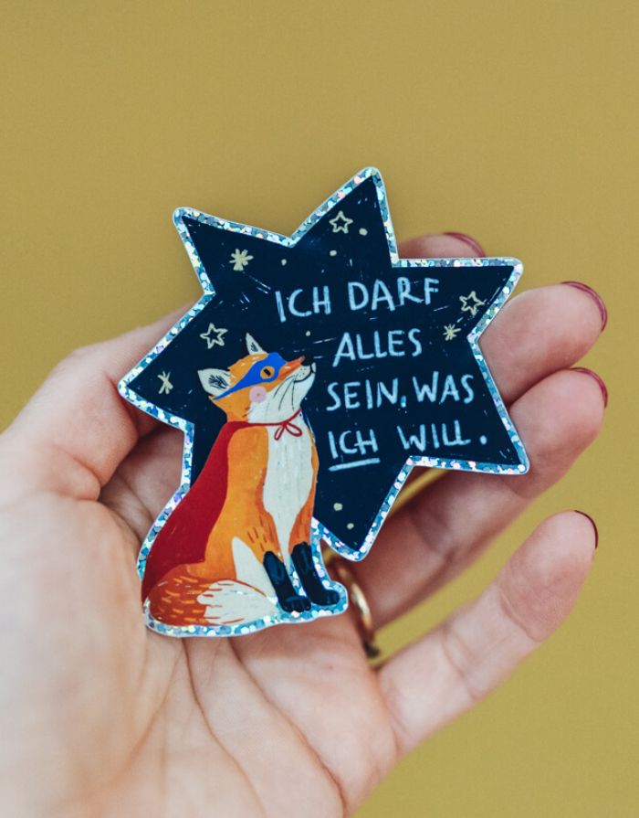 Glitzersticker von Liesels Wicht mit liebevollem Motiv und motivierender Botschaft für Kinder auf glänzendem Glitzervinyl.