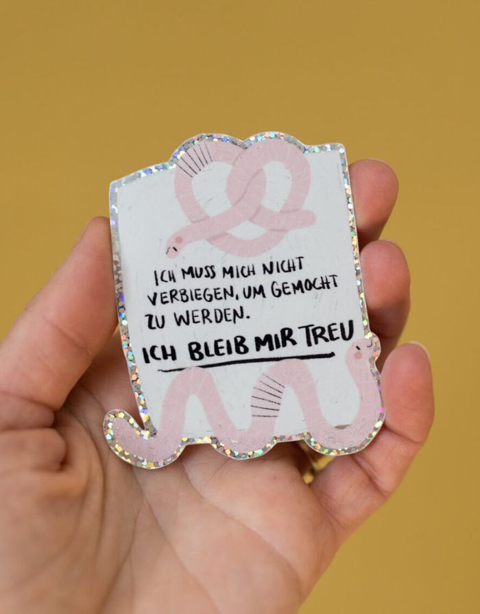 Glitzersticker von Liesels Wicht mit liebevollem Motiv und motivierender Botschaft für Kinder auf glänzendem Glitzervinyl.