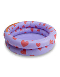 Baby Plansbecken mit 60cm Durchmesser in der Farbe Lila mit vielen roten Herzen von Swim Essentials