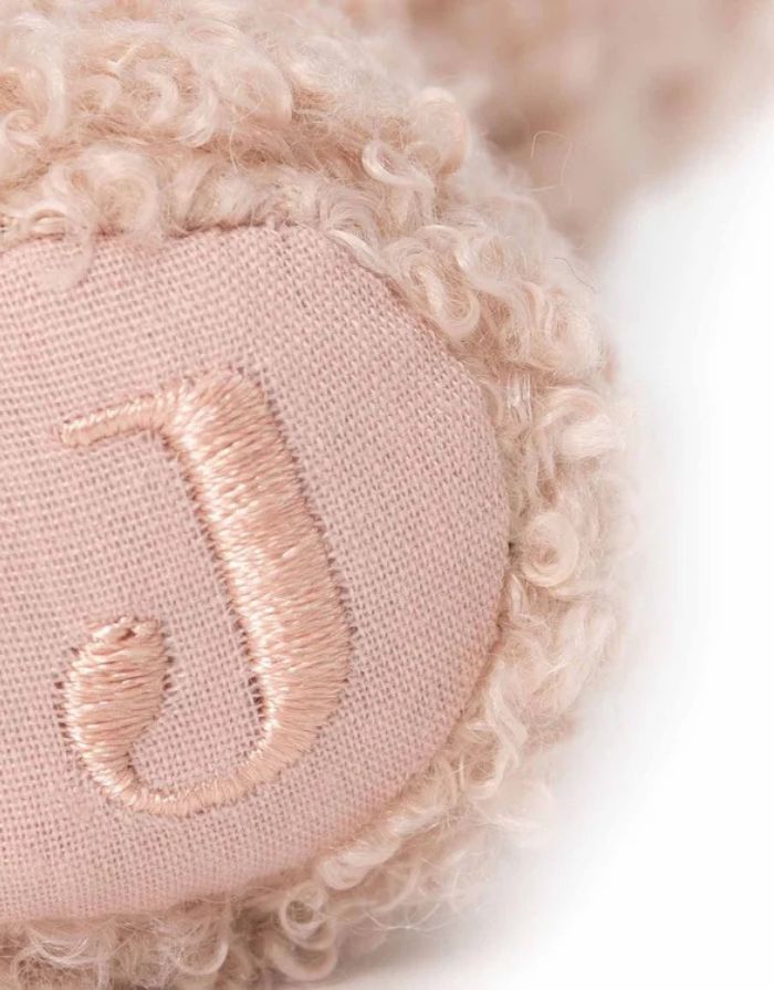 Jollein Rassel „Teddy Bear“ – weiche Stoffrassel mit Teddykopf und integriertem Glöckchen, CE-zertifiziert, ideal für kleine Babyhände.