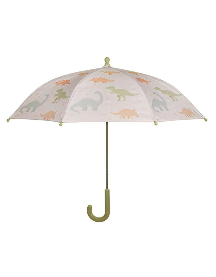 Sass & Belle Kinderregenschirm Dino Desert mit farbenfrohem Dinosaurier-Motiv.