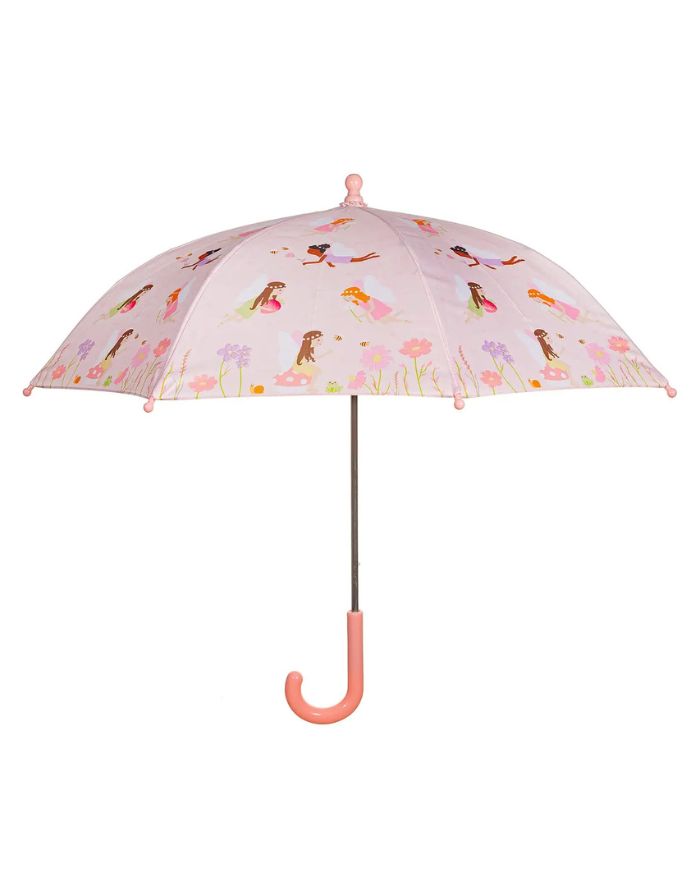 Sass & Belle Kinderregenschirm Fairy mit zartem Feenmotiv in Pastellfarben.