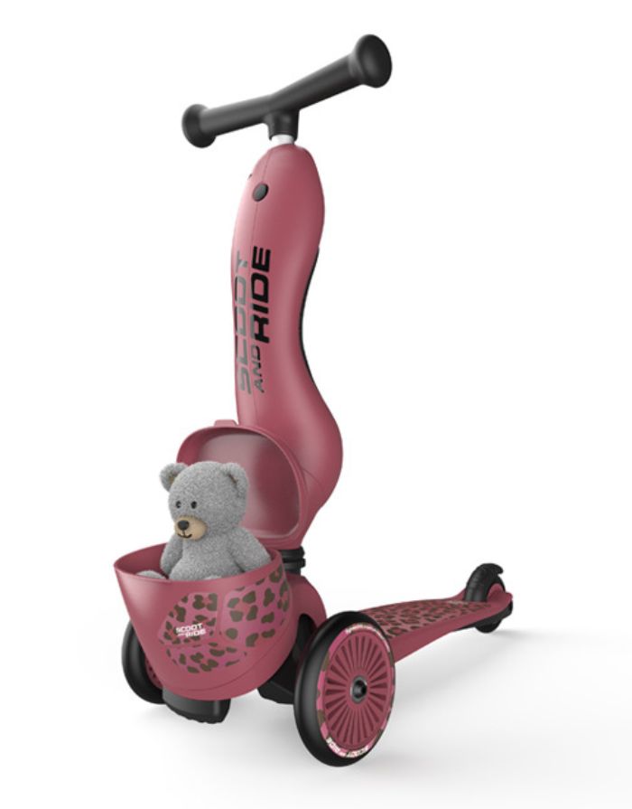 Scoot & Ride Highwaykick 1 Lifestyle Wild Cat mit Aufbewahrungsbox als 2-in-1 Kinderroller und Kickboard.