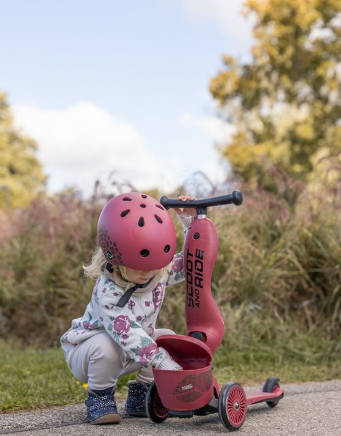 Scoot & Ride Highwaykick 1 Lifestyle Wild Cat mit Aufbewahrungsbox als 2-in-1 Kinderroller und Kickboard.