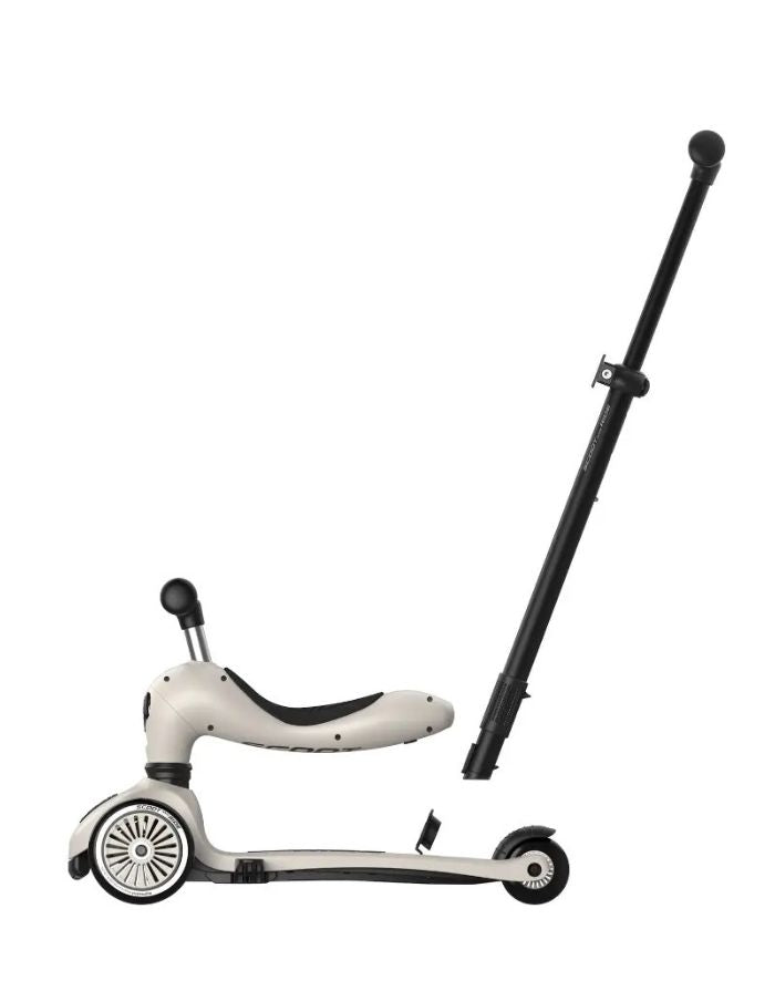  Scoot & Ride Highwaykick 1 Push and Go Ash mit Eltern-Schiebestange als 2-in-1 Kinderroller für Kleinkinder.