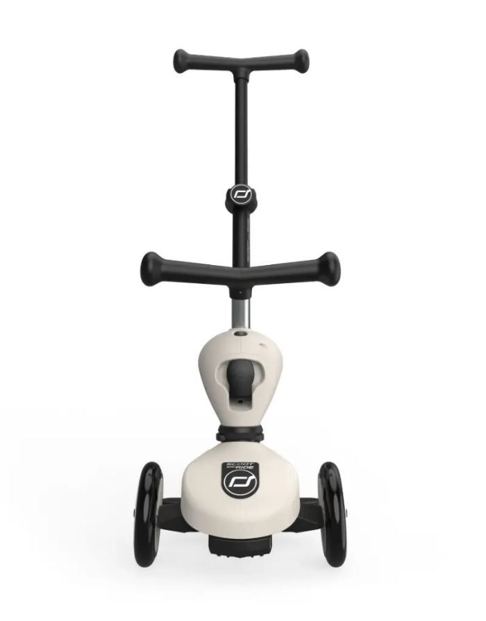  Scoot & Ride Highwaykick 1 Push and Go Ash mit Eltern-Schiebestange als 2-in-1 Kinderroller für Kleinkinder.