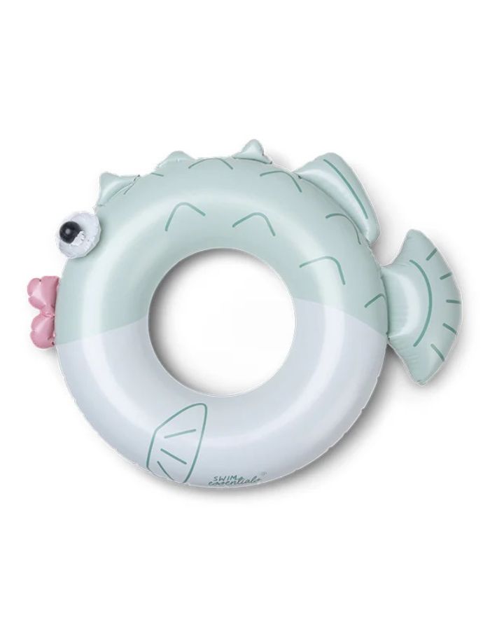 Swim Essentials Schwimmring Kugelfisch grün Ø 95 cm, aufblasbarer Kinder Schwimmring mit Pufferfish Design aus PVC für Pool und Strand