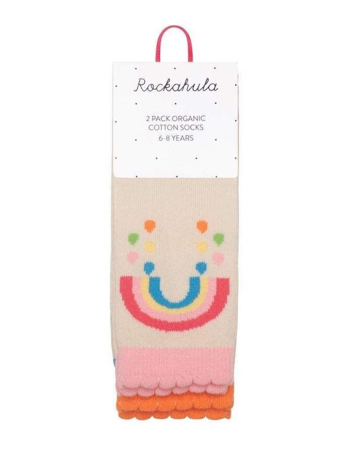 Kinder Socken 2er-Set mit Sonnen- und Regenbogenmotiv von Rockahula Kids aus Bio-Baumwolle