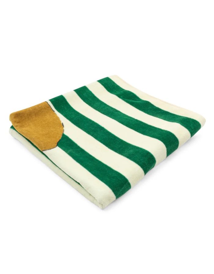 Strandtuch Antique Stripe von Kongos Slojd aus 100 % Bio-Baumwolle in großzügigem Format, weich und saugfähig