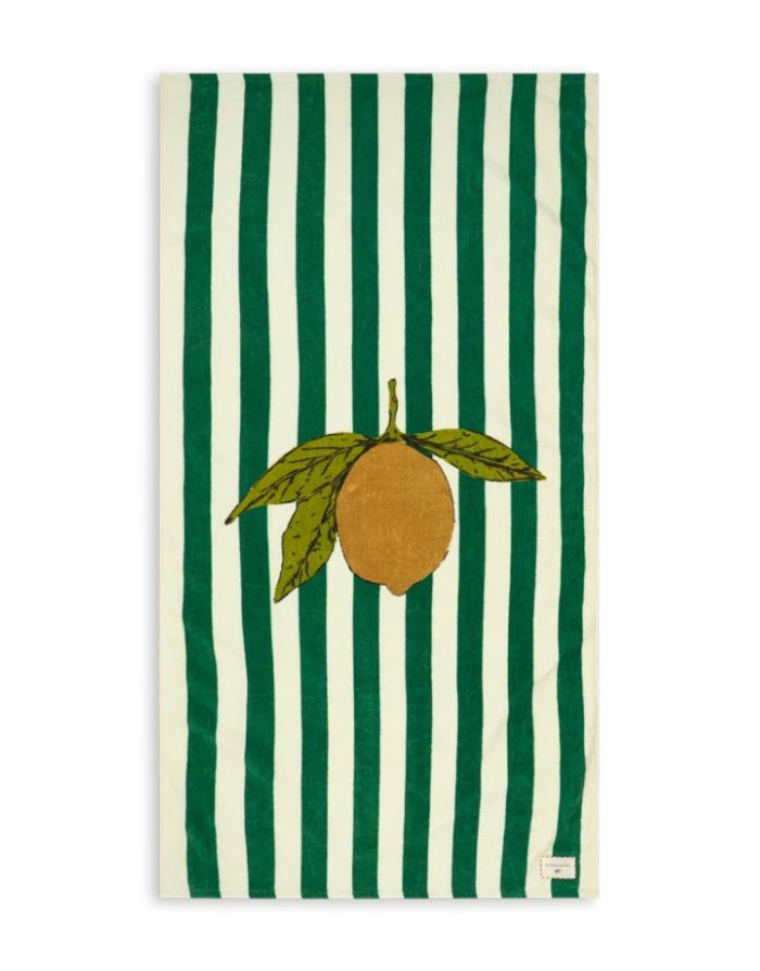 Strandtuch Antique Stripe von Kongos Slojd aus 100 % Bio-Baumwolle in großzügigem Format, weich und saugfähig