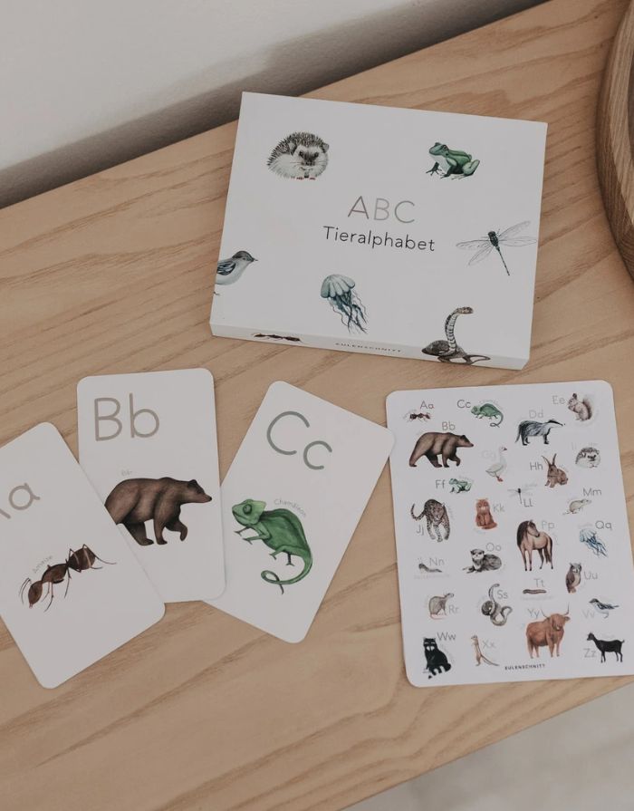ABC Lernkarten für Kinder mit Tiermotiven von Eulenschnitt