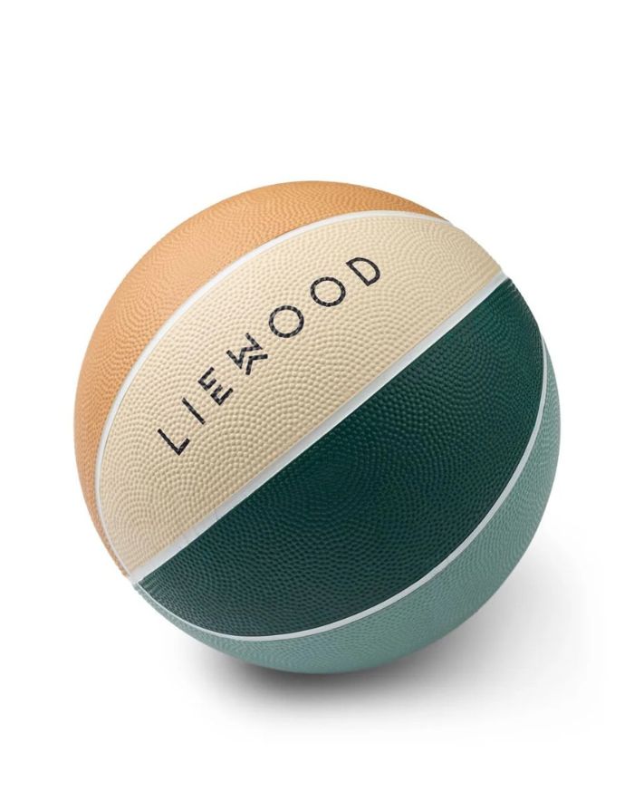 Liewood Basketball Desmond Peppermint Multi Mix, Kinder Basketball Größe 5 mit Blockfarben Design, griffige Oberfläche und Ballpumpe, 21,8 cm Durchmesser