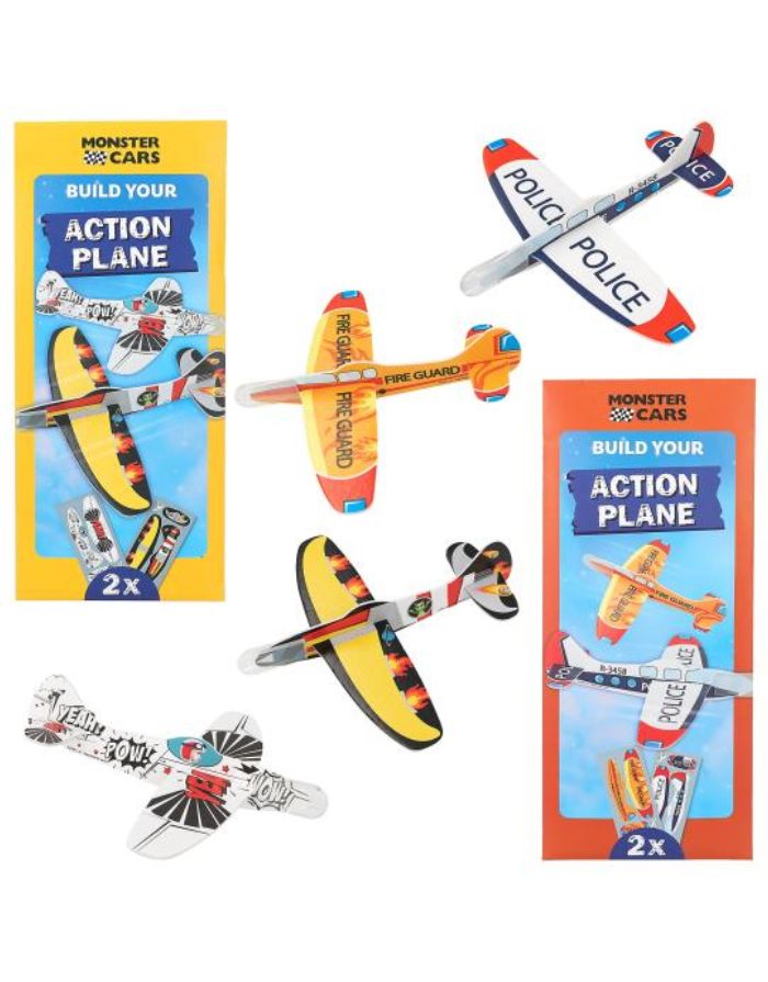Bunte Dino World Gleitflugzeuge zum Zusammenstecken im 2er-Set für Kinder ab 5 Jahren.