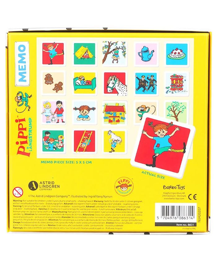  Pippi Memo Spiel von Barbo Toys mit bunten Kartenmotiven aus der Welt von Pippi Langstrumpf.