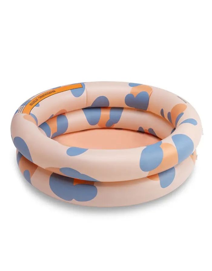 60cm Durchmesser Planschbecken für kleine Kinder und Baby in Beige mit Blau und orangen Muster als Freisteller von der Seite