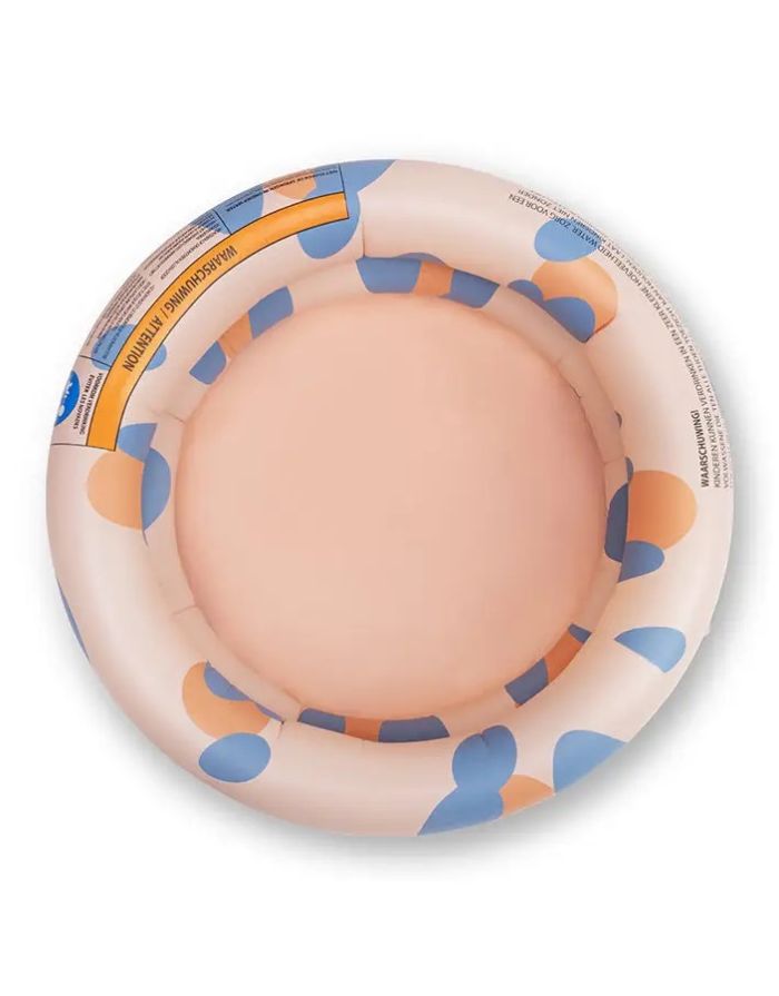 60cm Durchmesser Planschbecken für kleine Kinder und Baby in Beige mit Blau und orangen Muster als Freisteller von oben