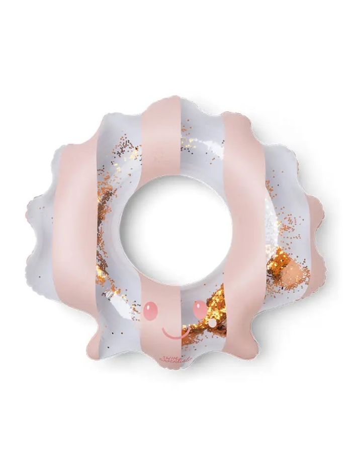 Schwimmring mit 65cm Durchmesser von Swim Essentials mit Muschel Design in Rosa und Gold als Freisteller
