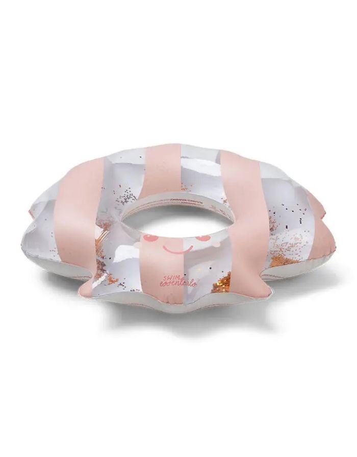 Schwimmring mit 65cm Durchmesser von Swim Essentials mit Muschel Design in Rosa und Gold als Freisteller von der Seite