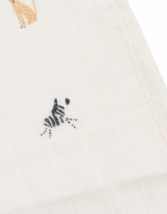 Jollein Spucktuch 3er Set „Jungle Jambo“ – 31x31 cm Musselin-Mulltücher mit Tierprint (Geparden, Zebras, Giraffen) aus Baumwolle, OEKO-TEX zertifiziert.