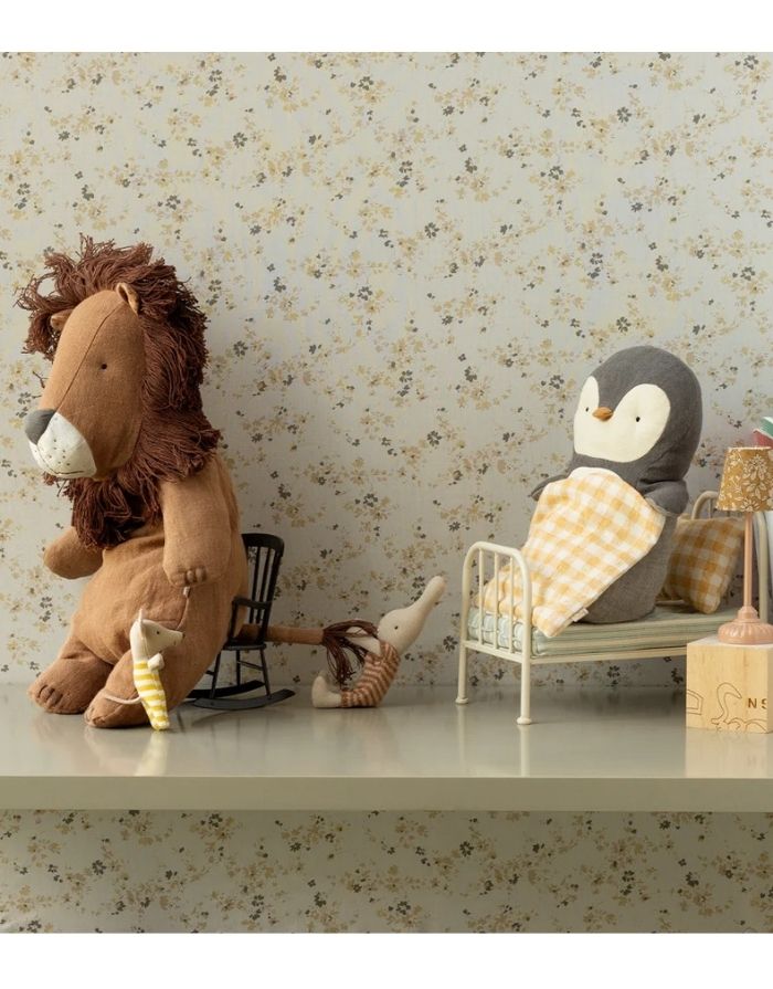Maileg Safari Friends Löwe Medium Kuscheltier aus Leinen und Baumwolle, 43 cm großer Löwe mit Mähne für Kinder und Babys
