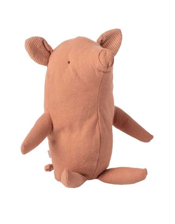 Maileg Trüffelschwein Small aus Baumwolle und Leinen mit rundlicher Form und Ringelschwanz.