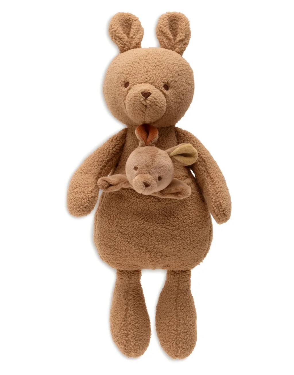 Weiches Kuscheltier Kangaroots von Jollein mit großem Känguru und herausnehmbarem Känguru-Baby im Beutel.