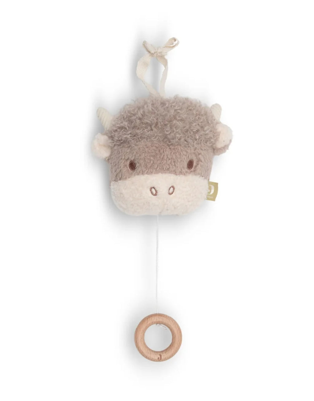Weiche Spieluhr Highlander Chou von Jollein mit Holzring zum Aufziehen und beruhigender Brahms-Melodie für Babys.
