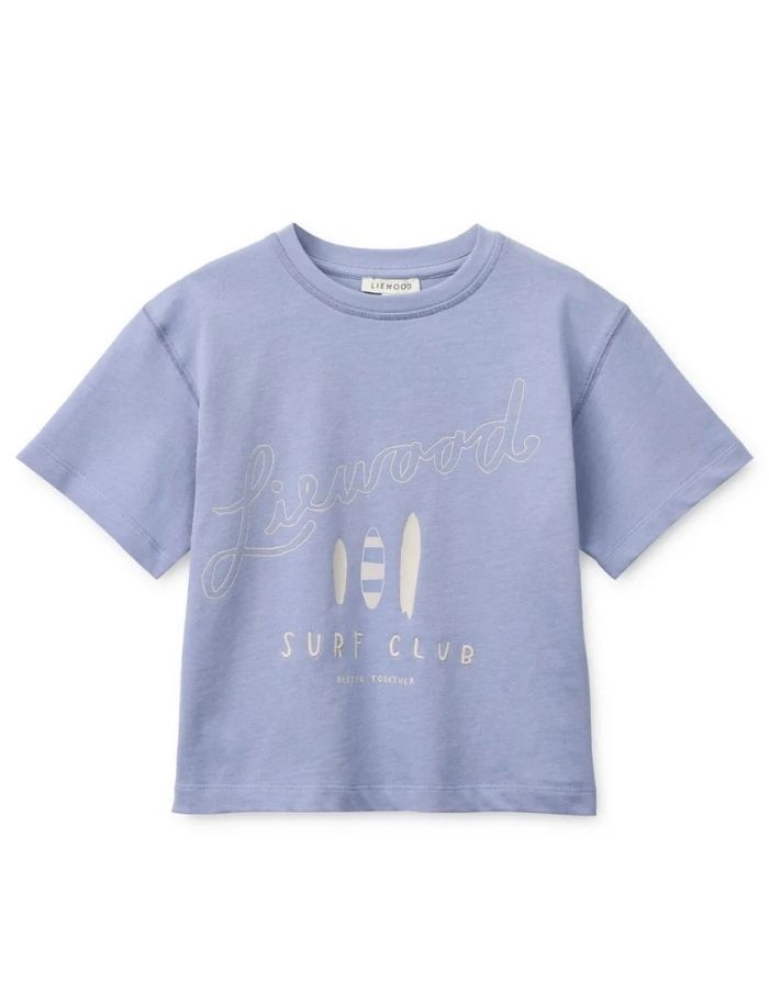 TYLER Kurzarm-T-Shirt aus Bio-Baumwolle in Surf und Dusty Lavender von Liewood