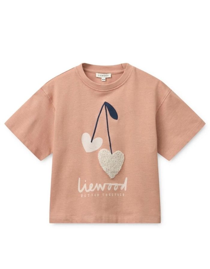 TYLER Kurzarm-T-Shirt aus Bio-Baumwolle mit Sweethearts-Print in Pale Tuscany von Liewood