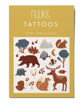 Kindertattoos Schwarzwald von NUUKK, vegane Wassertransfer-Tattoos mit Bauernhofmotiven, Größe DIN A6, dermatologisch getestet, plastikfrei verpackt.