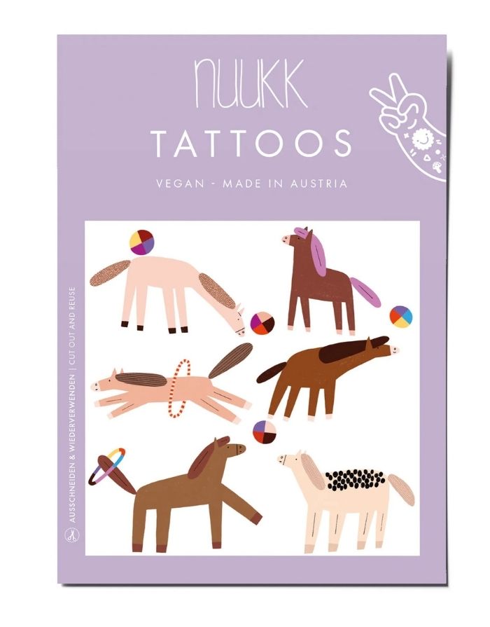 Vegane Kinder-Tattoos Pferde von nuukk
