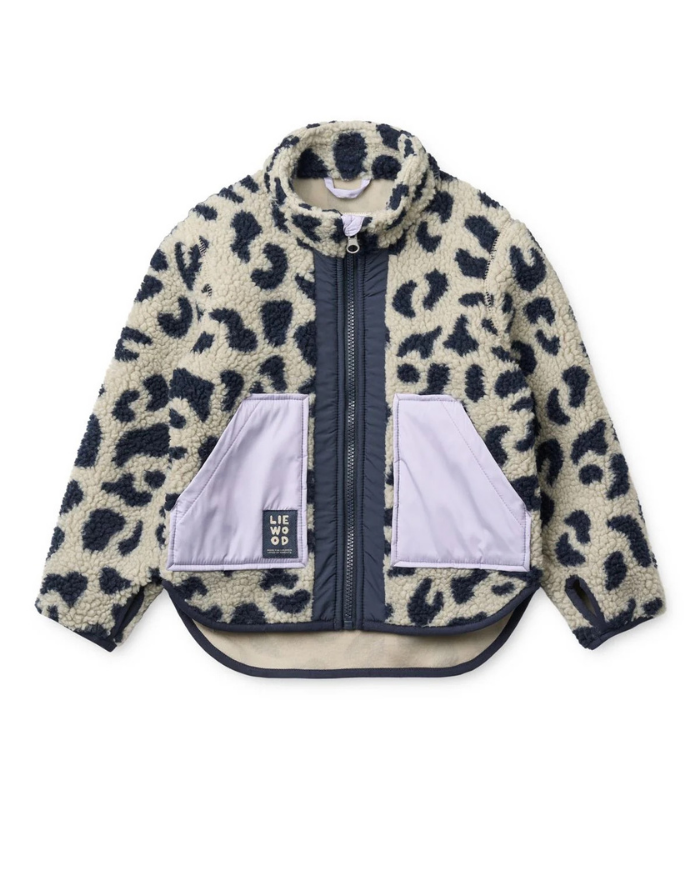 NOAM Pile Teddyjacke von Liewood aus weichem Teddyfleece mit Kontrasteinsätzen, Reißverschluss und hohem Kragen.