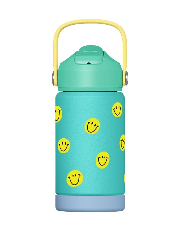 Trinkflasche 350 ml Smilies Türkis Gelb aus Edelstahl von Ava & Yves